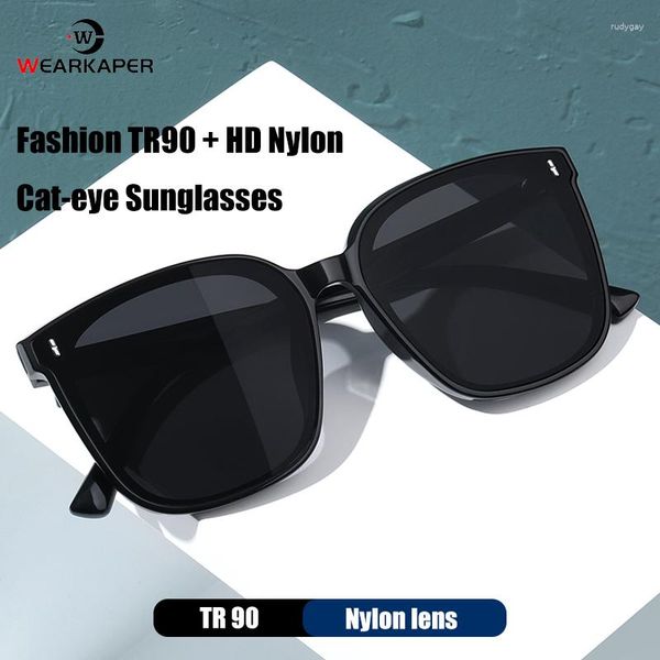 

sunglasses classics cat eye tr90 polarized men women dazzling driving riding travel fashion hd nylon lens shades anti-glare407, White;black