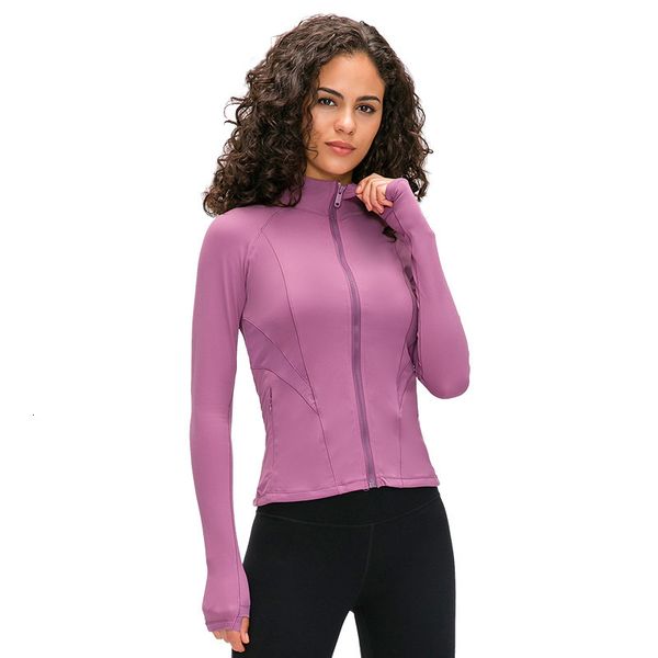 

women's jackets nwt 2023 nakedfeel fabric slim fit sport jacket women full zipper ribbed gym fitness coat with two pocket thumb holes 2, Black;brown