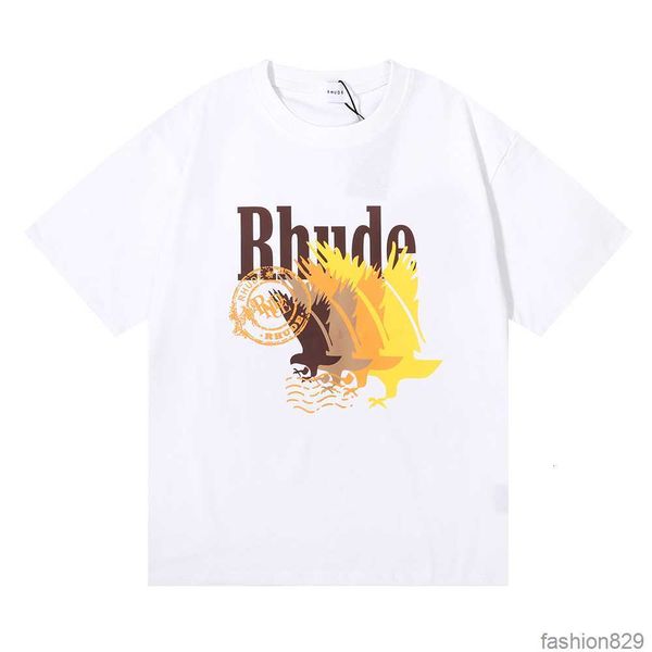 

2021 rhude summer mens t shirt designer priting fashion simple ppure cotton men t shirts us size s-xxl, White;black