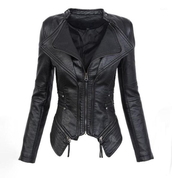 

black gothic faux leather pu jacket women winter autumn fashion motorcycle coat punk zipper outerwear plus size fall3278011