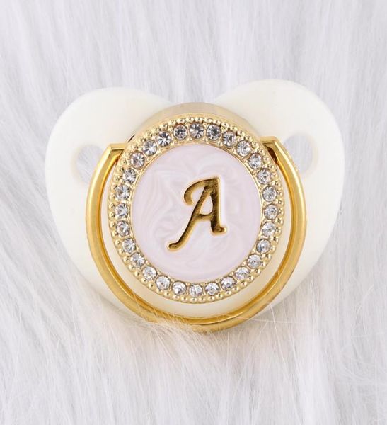 

012 months luxury white diamond baby pacifier food grade 26 letters silicone orthodontic dummy crystal nipple sleeping soother9563411