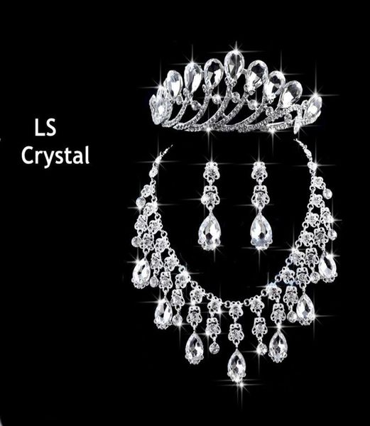 

2015 new arrivals crystal crown necklace earring set bridal jewelry wedding accessories8924444, Silver