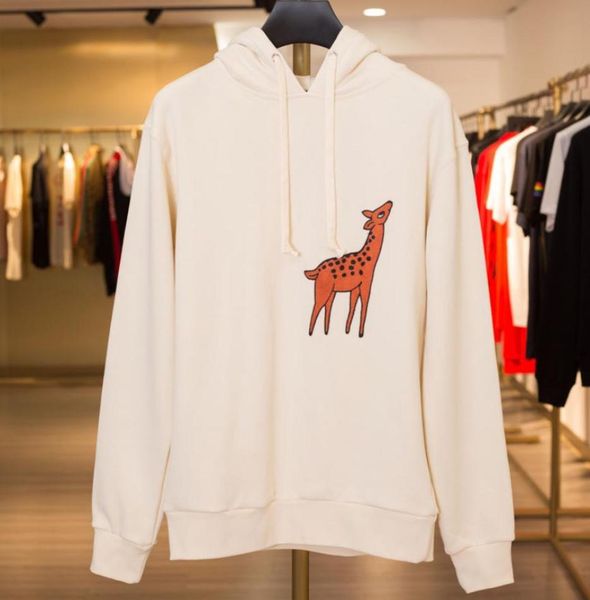 

fashionclassic fawn embroidery hoodies sweatshirt men women spring autumn street hooded pullover sweater hfymwy2504342153, Black