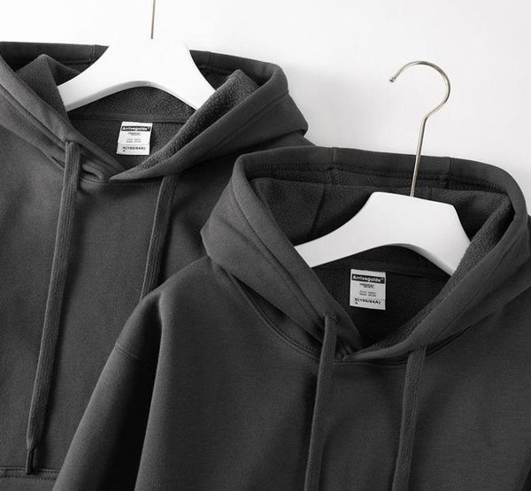 

men039s hoodies sweatshirts solid color oversized 500g heavyweight cotton dark gray allmatch hooded sweater casual sports fo9928833, Black
