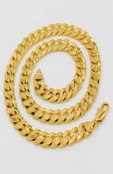 

600mm long necklace solid 18k yellow gold filled cuban link chain men jewelry gift 10mm statement necklace2465240, Silver