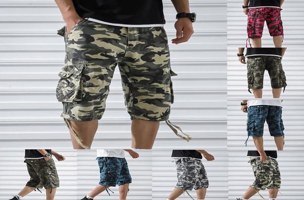 

mens summer cotton cargo shorts fashion camouflage male shorts multipocket casual camo outdoors tolling homme short pants9706095, White;black