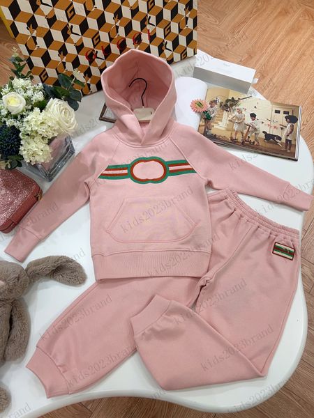 

girls hooded clothing sets deisgner hoodies with long pants 2023 fw brand pink tracksuits custom embroidery mark hooded jackets high end gir, White