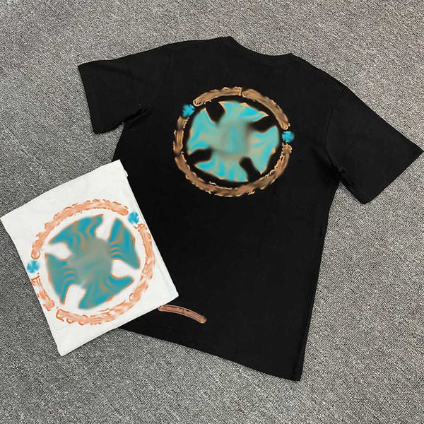 

men's fashion luxury t shirts brandch t-shirts designers men women tees horseshoe sanskrit cross print classics cotton t-shirt loose s, White;black