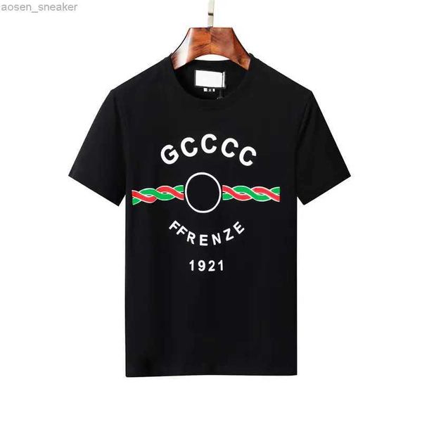 

2023s new trend short sleeve printing casual loose t-shirt breathable crew neck lightweight simple clothing, White;black