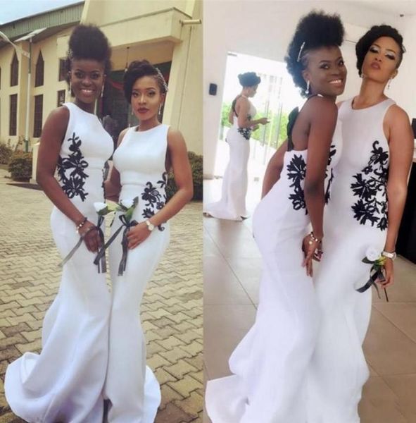

2019 african black girl mermaid bridesmaid dresses summer country garden formal wedding party guest maid of honor gown plus size c2330002, White;pink