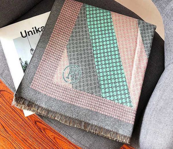 

2023 autumn and korean version double sided h home imitation cashmere scarf women's winter thickened warm shawl n3gd, Blue;gray