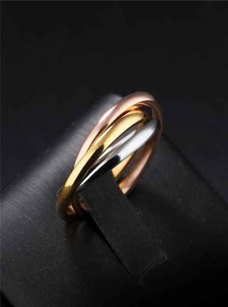 

fashion classic creative three winding ring women039s stainless steel 3 color trinity rolling wedding band rings4459460, Silver