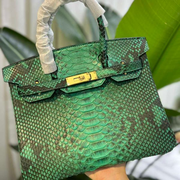 

original h ermes brikis's tote bags wholesale 30 size python leather bag with sheepskin inner lining hand sewn wax thread process with