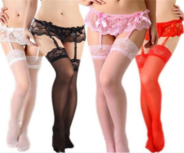 

womens sheer lace thighhighs stockings garter belt suspender set3479294, Black;white