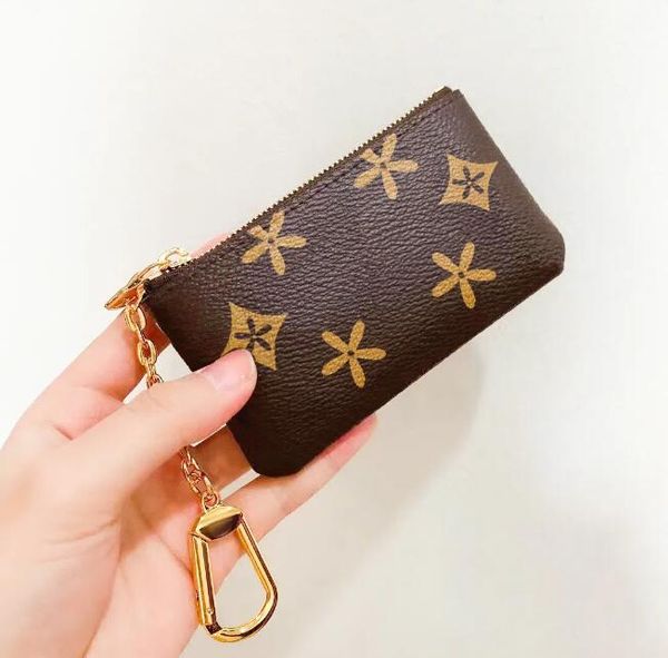 

designer small zippy wallets m62650 womens key coin purse mens wallet brown flower poke card holder keychain leather luxury coin purses card, Red;black
