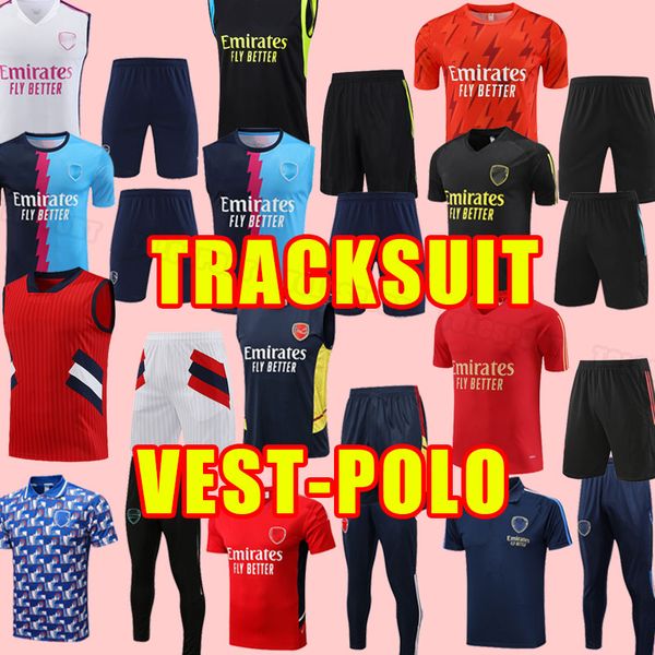 

full set soccer tracksuits polo vest 23 24 smith rowe pepe saka odegaard thomas martinelli tierney 2023 2024 football shirt men training sui, Black