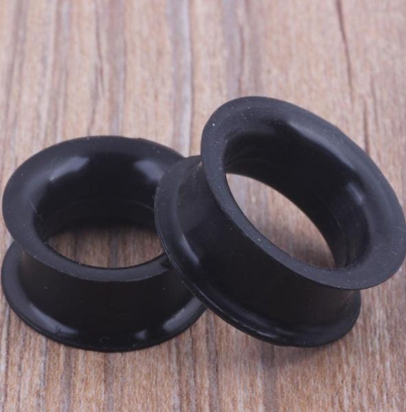 

f27 mix 425mm silicone double flare silicone flesh tunnel ear plug 192pcs black color body jewelry75800832853151, Silver