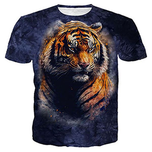

women man fashion t shirt dark brown grey party wear cute design animal lucky swimming tiger 3d print short sleeve summer hip hop family lov, White