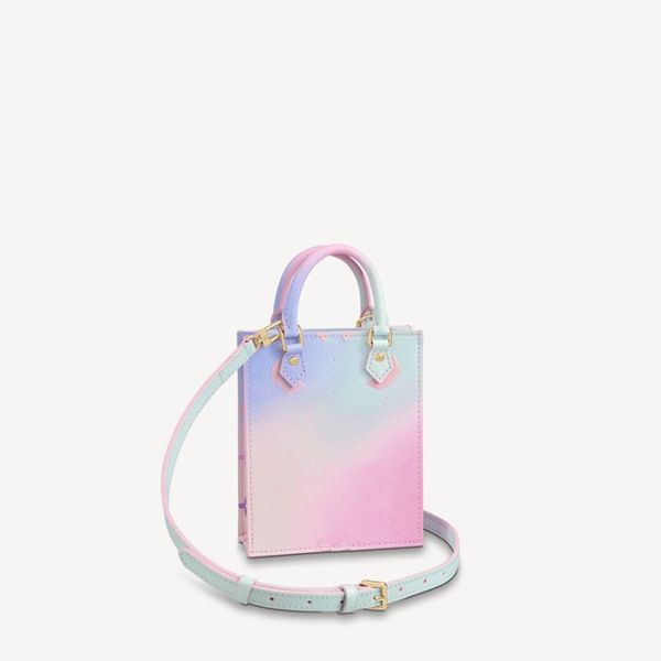 

est women's petit sac plat m81341 messenger bag sunrise pastel color gradation cowhide-leather trim inside flat pocket designer counter