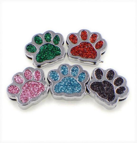 

multiple choices 50pcs 8mm catdog footprint paw bone slide charms fit 8mm pet collar diy necklace bracelet keychains69365222513358, Silver