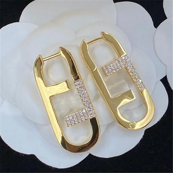 

designer letter earrings stud for womens diamonds gold earring fashion luxury jewelry women hoop earring, Golden;silver