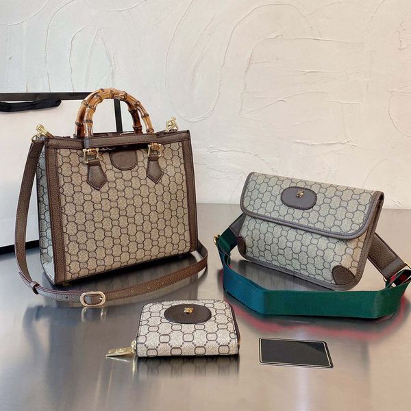 

designer three-piece bag totes luxury brand purse single zipper wallets women handbags tote real leather bags lady plaid purses duffle lugga