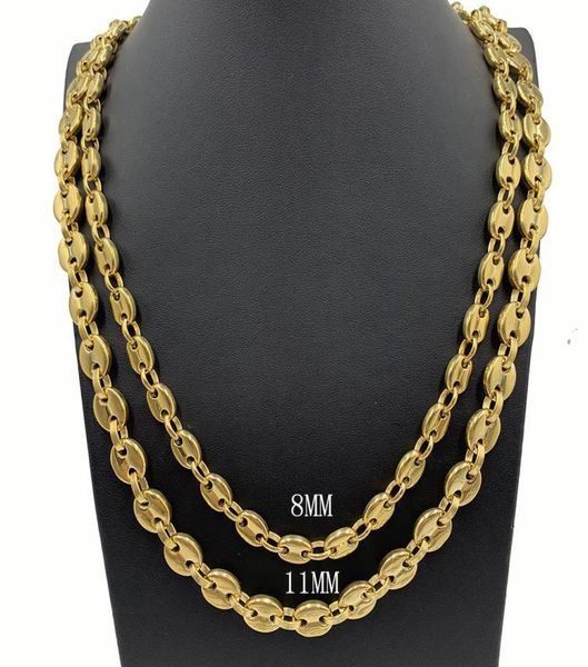 

2021 mens hip hop stainless steel coffee bean chains women gold chain link square pig nose 6789101113mm necklaces jewelry ca3374000, Silver