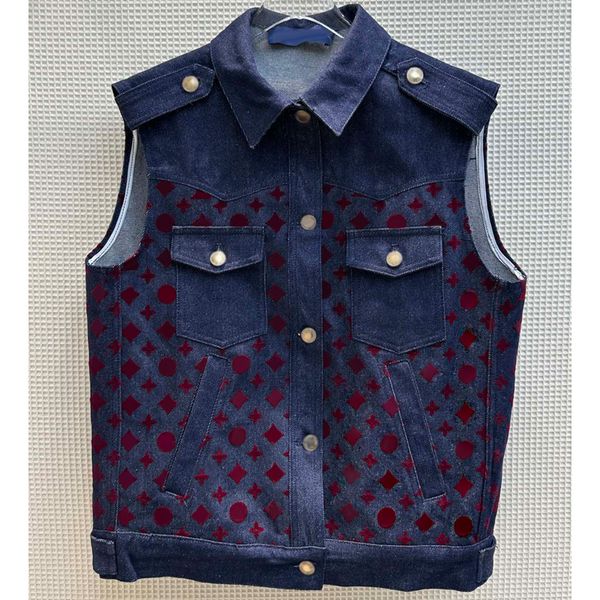 

8.5 fashion geometric pattern single breasted sleeveless denim vest or zipper mini skirt women's sets, White