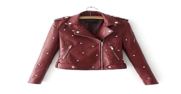 

pu leather plus size motorcycle jackets studded 2019 fashion cool girl lapel collar zipper leather jacket female outwear coat8213335, Black