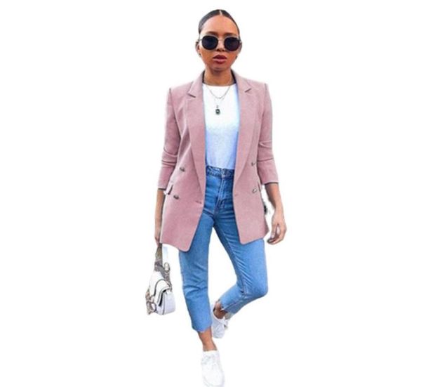 

women suit coat fashionable lapel cardigan midlength temperament blazer long sleeve plus size s5xl womens casual women0397829397, White;black