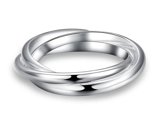 

whole 925 sterling silver plated fashion threecircles ring jewelry lknspcr1673787191, Golden;silver