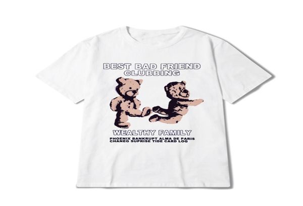 

dark gothic style letters hiphop tide brand bear t shirt print shortsleeved men and women harajuku loose casual allmatch8717053, White