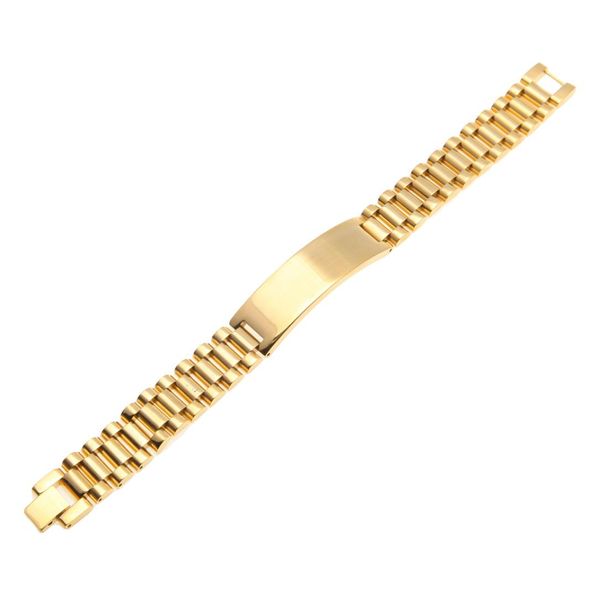 

mens stainless steel hip hop style link bracelets gold silver watch band bracelet fashion punk jewelry 15mm 21mm1833362, Black