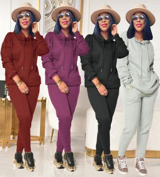 

women sweatsuits outfit 2 pieces tracksuits long sleeve sweatshirt hoodies set crop jogger pants plus size1344806, Gray