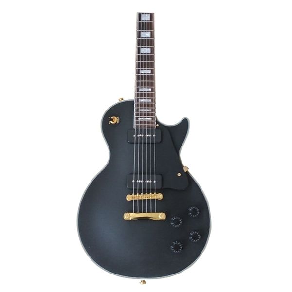 

matt black lp custom electric guitar with rosewood fingerboard