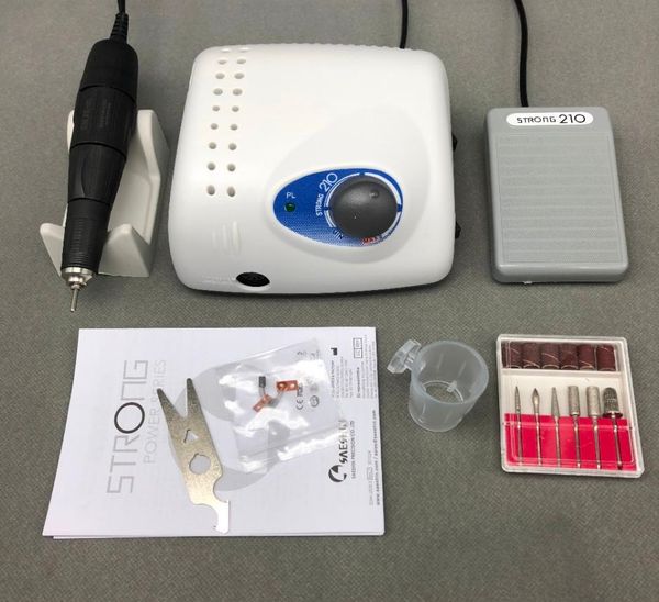 

strong 210 102l 65w 35000rpm electric nail drill machine 210 model handpiece manicure pedicure nail file bit art equipment4568150
