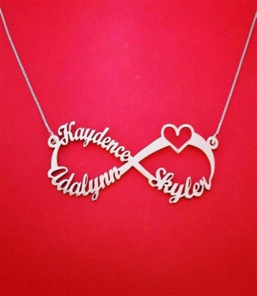 

personalized custom name necklace stainless steel chain infinity heart nameplate necklaces couple love jewelry bff sister gift v195065524, Silver