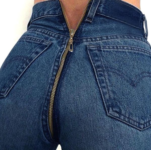 

2020 spring new women back zipper design jeans denim blue pencil jeans high waist long pants slim skinny wear trousers7619818