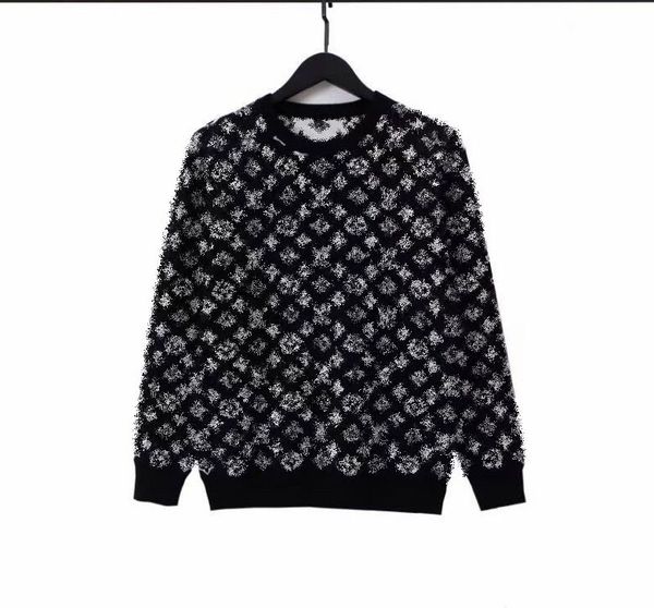 

2023 autumn and winter pullover long-sleeved fashion sweater for men and women the same classic black and white sweater, Black;brown