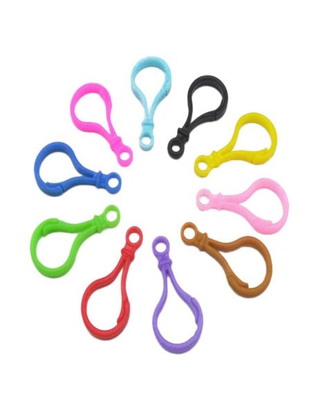 

100pcs plastic clasps bulb candy color acrylic keyring clips diy accessories keychain for pendant handwork diy backpack3472048, Slivery;golden