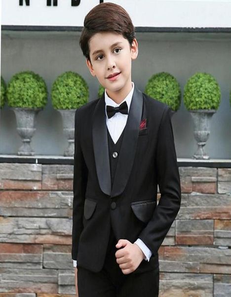 

boy039s formal wear one button shawl lapel kid complete designer handsome boy wedding suit boys attire custommade jacket pants1680765, Black