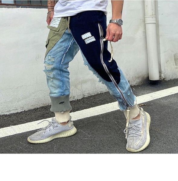 

gaorl classic fourcolor patchwork wash damaged the gl style of jeans glgreglauren7828783, Blue