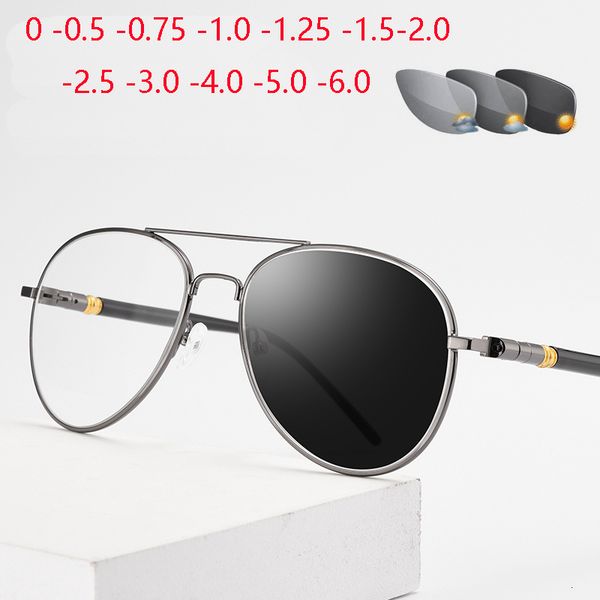 

reading glasses outdoor shade sun pochromic pilot myopia glasses with prescription eyewear men oval sunglasses diopter 0 -0.5 -0.75 to -6.0