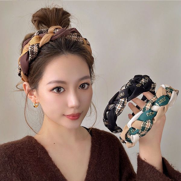 

new retro net red hair hoop hair band houndstooth french college style fried dough twists headband hair clip different styles good quality