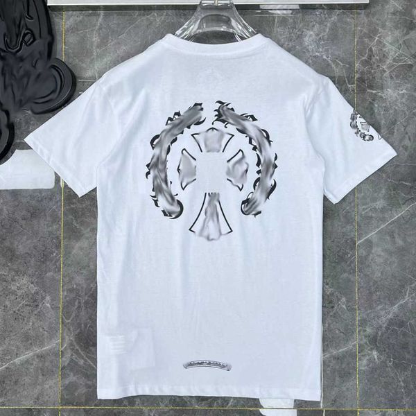 

luxury men's fashion t shirts brand ch t-shirts designers men women tees horseshoe sanskrit cross print classics cotton t-shirt loose, White;black