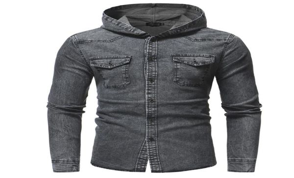 

men039s shirts men039s jeans shirt hooded pocekt grey social shirt single breasted blusa de frio masculina satin nz6723509097, White;black