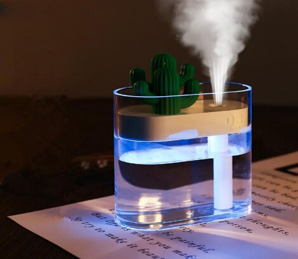 

160ml ultrasonic air humidifier clear cactus color light usb diffuser car purifier aroma diffusor anion mist maker1830693