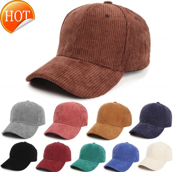 

wholesale sports cap 6 panel dad hats baseball cap women's autumn and winter thicken warm pure color corduroy cap hat for unisex, Blue;gray