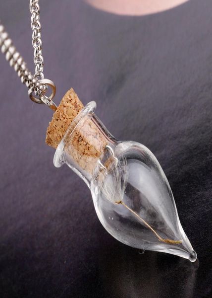 

cute handmade glass bottle dandelion pendant necklaces with chain for women men lover party club lucky jewelry4443863, Silver
