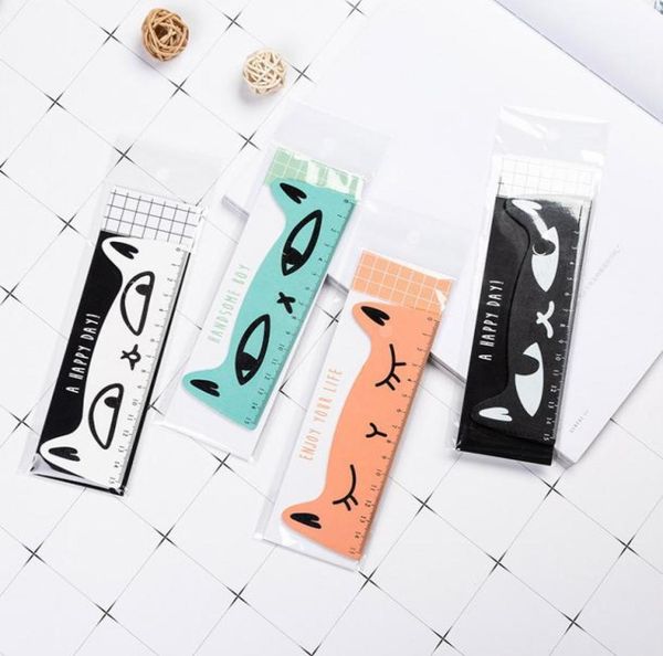

4 colors wooden rulers 1552 cm funny stationery kids school supplies cute cartoon office accessories 1pcs lovely cat ruler71616283870470, Black